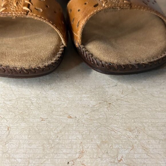 Dr. Scholls Dolly II Leather Sandals Wide Width Tan Womens Size 7.5 - Picture 12 of 16